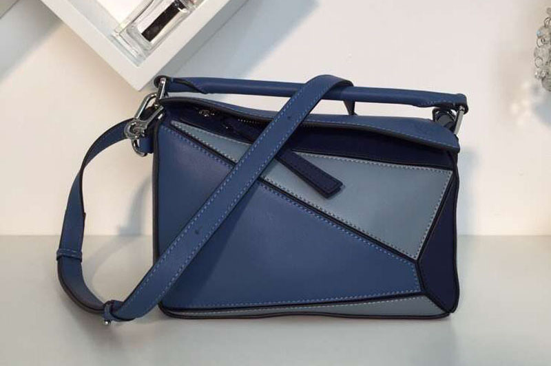 Loewe Puzzle Small Bags Original Calf Leather Light Blue/Blue