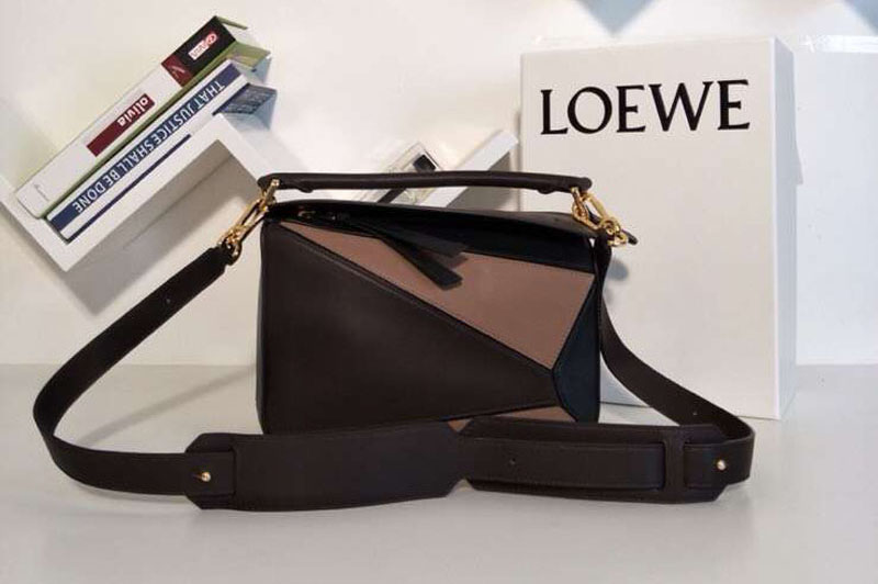 Loewe Puzzle Small Bags Original Calf Leather Coffee/Pink