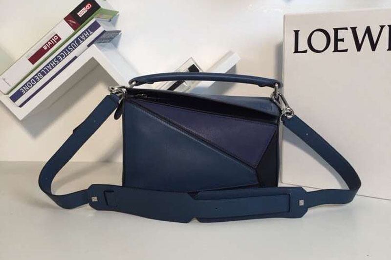Loewe Puzzle Small Bags Original Calf Leather Blue/Black