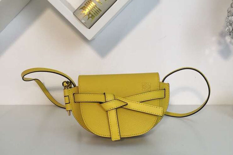 Loewe Mini Gate Bags Original Leather Yellow
