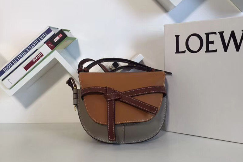 Loewe Gate Small Bags Original Leather Amber/Light Grey/Rust Colour