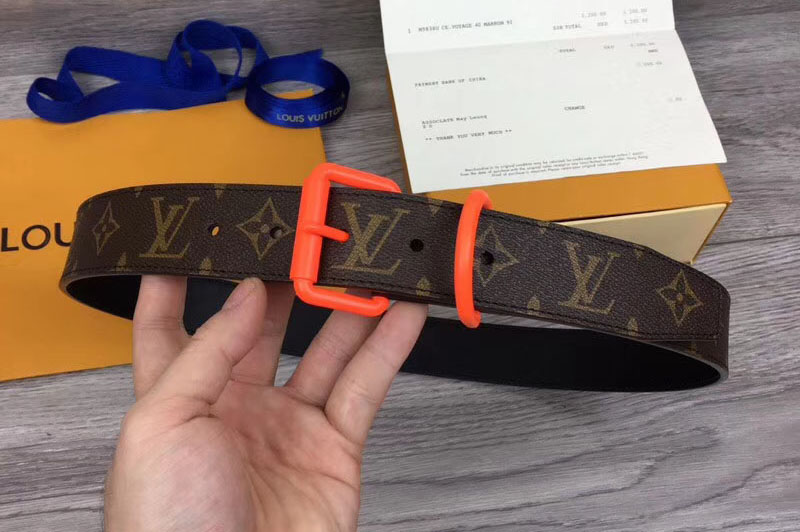 Louis Vuitton 35mm LV Monogram Solar Rey Belt With Orange Buckle