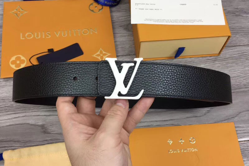 Louis Vuitton M0109T LV Initiales 40mm Reversible Belt Black Taurillon Leather White Buckle