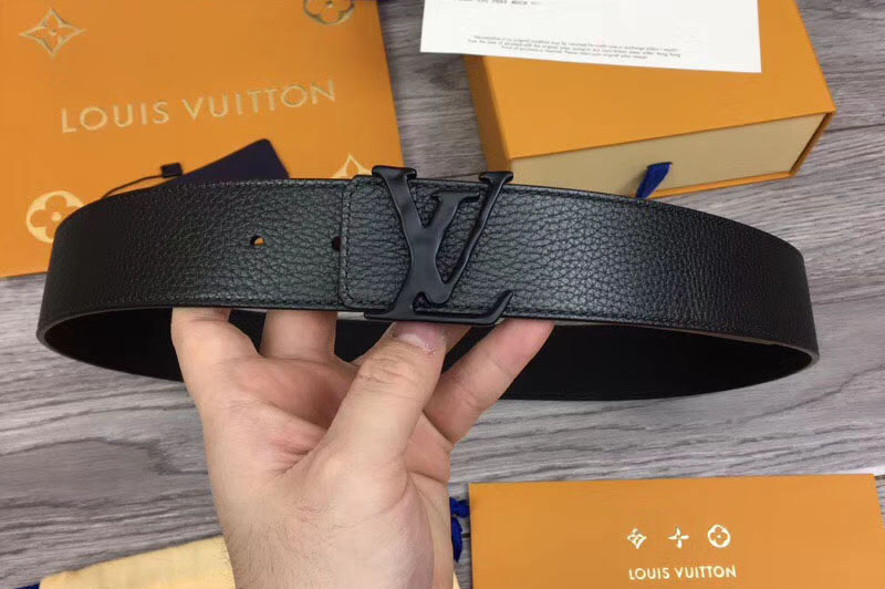 Louis Vuitton M0109T LV Initiales 40mm Reversible Belt Black Taurillon Leather Black Buckle