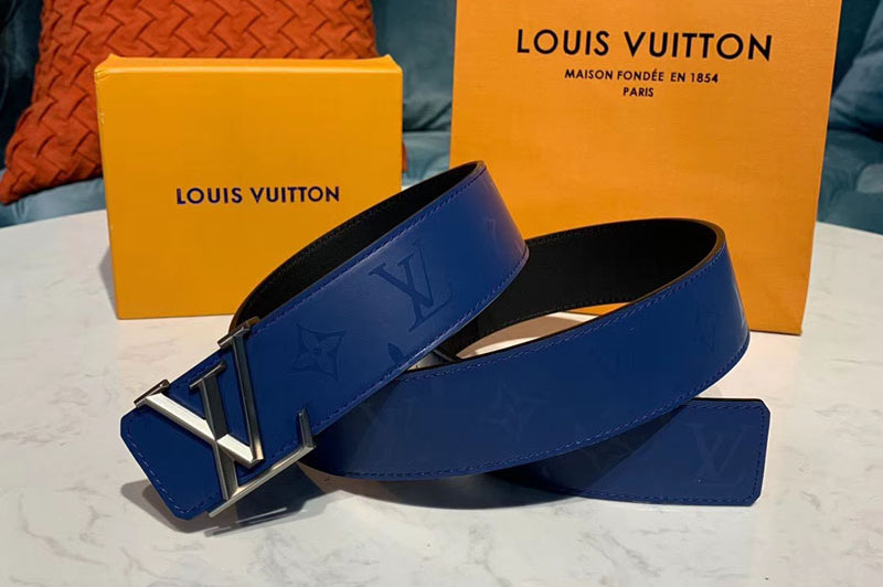 Louis Vuitton M0091U LV Pyramide 40mm Reversible Belt Blue/Black Calf Leather