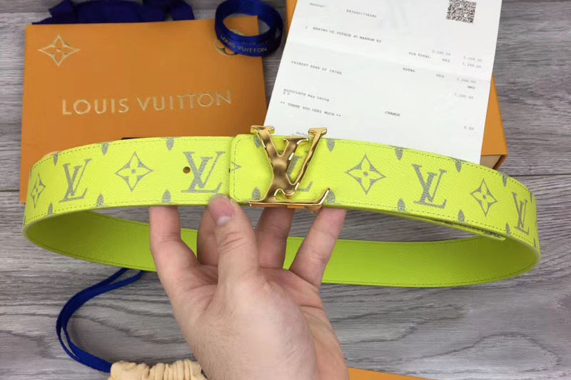 Louis Vuitton M0160S LV Initiales 40mm Reversible Belt Yellow Monogram Canvas and Taiga leather