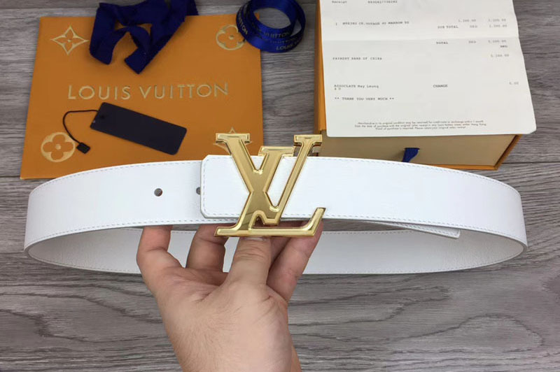 Louis Vuitton M0165W LV Prism 40mm belt Light Gray Calf leather Gold LV Buckle