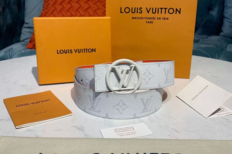 Louis Vuitton M0169U LV Circle 40mm Reversible Belt Monogram White canvas White Buckle