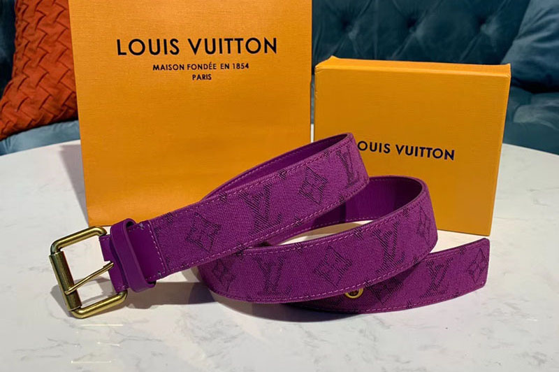 Louis Vuitton M0177V LV Signature 35mm Belt Purple Monogram Denim