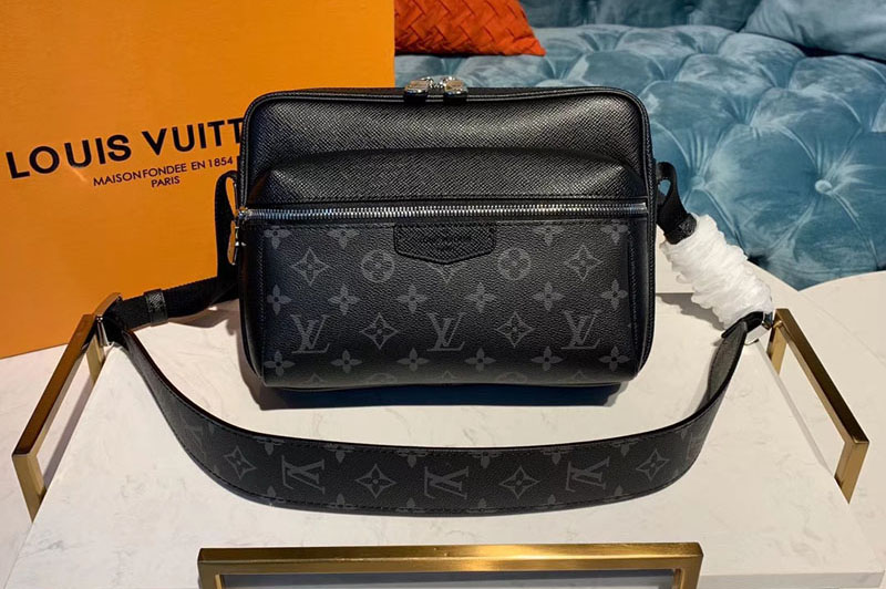 Louis Vuitton M30233 LV Outdoor Messenger Bags Black Monogram canvas and Taiga Leather