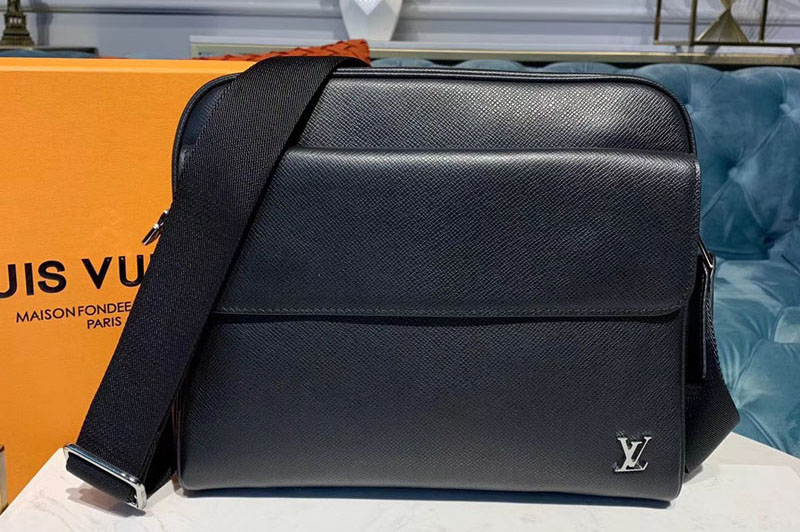 Louis Vuitton M30260 LV Alex Messenger Bags Black Taiga Leather