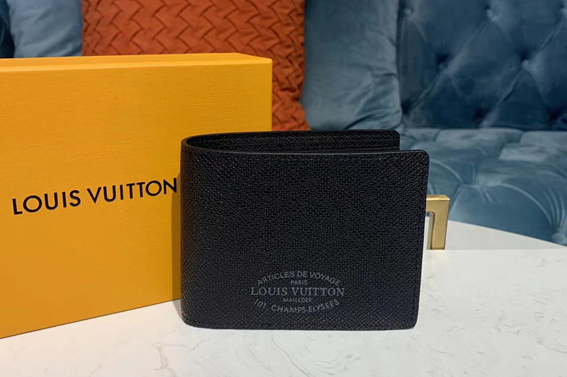 Louis Vuitton M30380 LV Multiple Wallet Navy Black Taiga leather ...