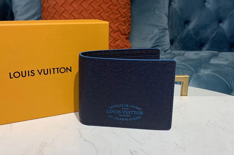 Louis Vuitton M30381 LV Multiple Wallet Navy Blue Taiga leather