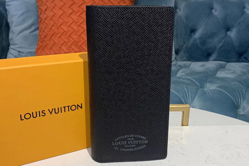Louis Vuitton M30385 LV Brazza Wallet Black Taiga leather