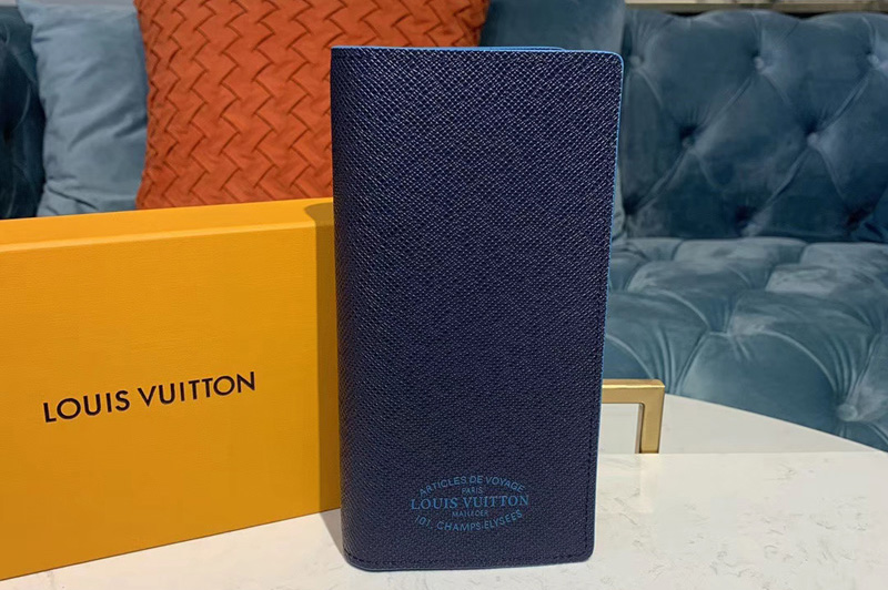 Louis Vuitton M30387 LV Brazza Wallet Navy Blue Taiga leather