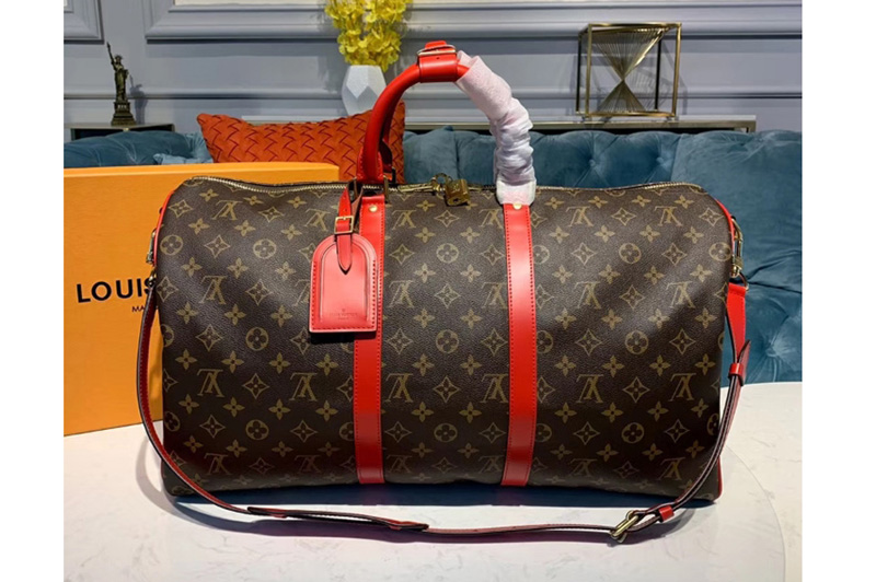Louis Vuitton M44740 LV Keepall Bandouliere 50 Bags Monogram Canvas And Red cowhide leather