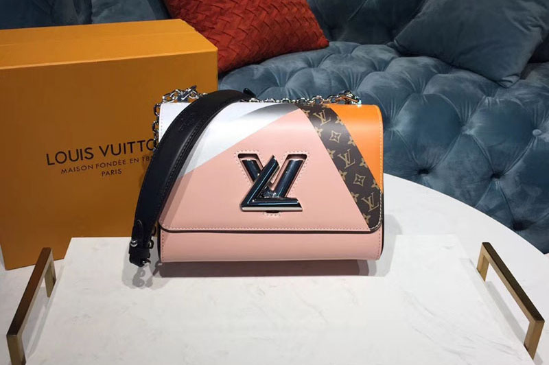 Louis Vuitton M53800 LV Twist MM Epi Leather Pink / White/ Navy Blue
