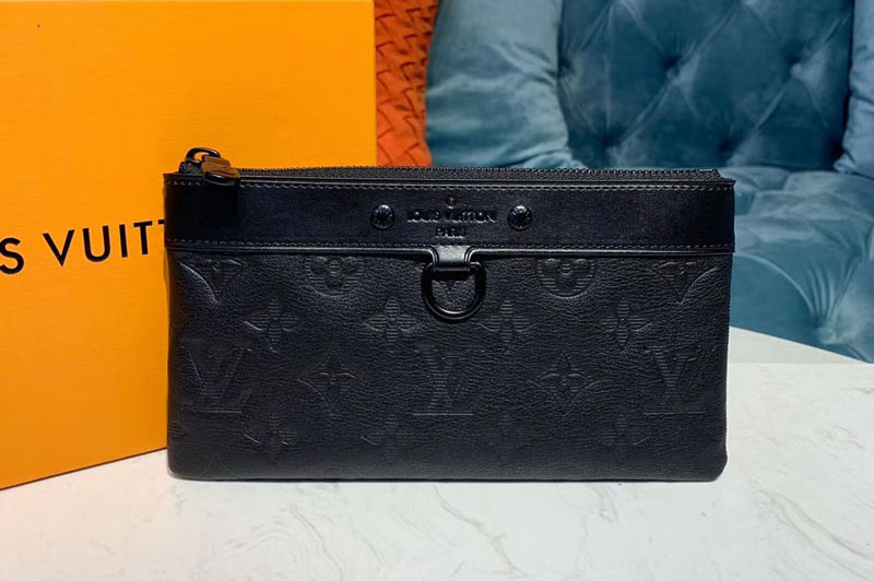Louis Vuitton M44335 LV Discovery Pochette PM Bags Black Monogram Shadow calf leather