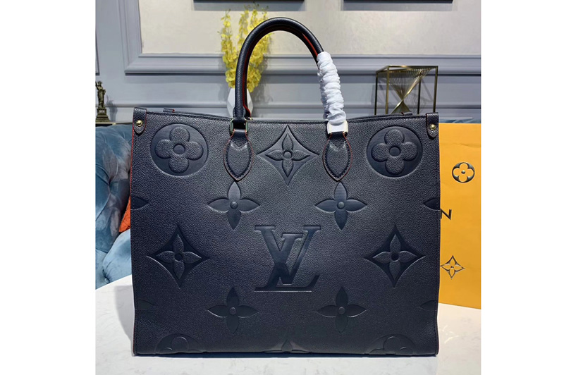 Louis Vuitton M44570 LV Onthego tote bags Navy Blue Taurillon leather