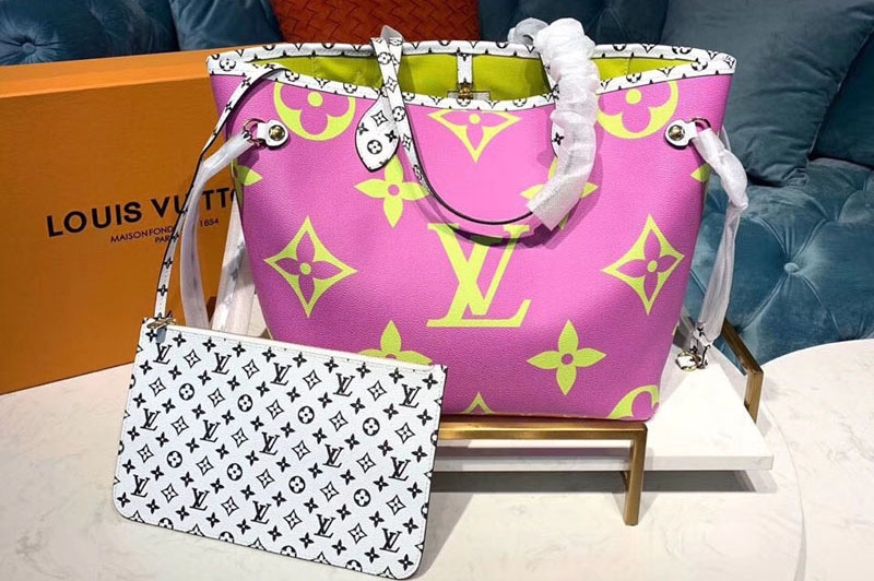 Louis Vuitton M44588 LV Neverfull MM Bags Monogram coated canvas Pink