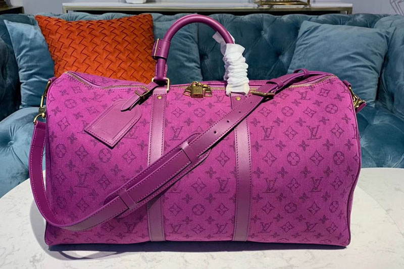 Louis Vuitton M44644 LV Keepall Bandouliere 50 Bags Purple Monogram Denim