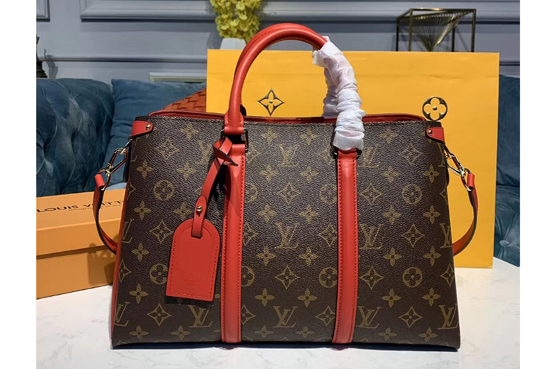 Louis Vuitton M44816 LV Soufflot MM Bags Monogram Canvas With Red Calf Leather