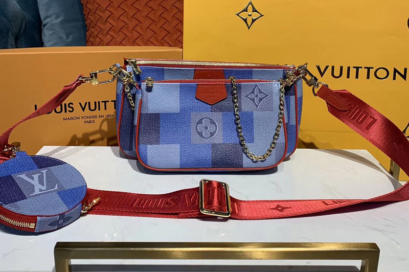 Louis Vuitton M44813 LV Multi Pochette Accessoires cross-body bags Monogram canvas With Red Strap