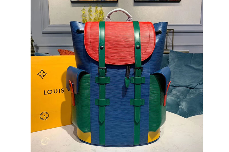 Louis Vuitton M50159 LV Christopher PM backpack Bags Red/Blue/Green Epi Leather