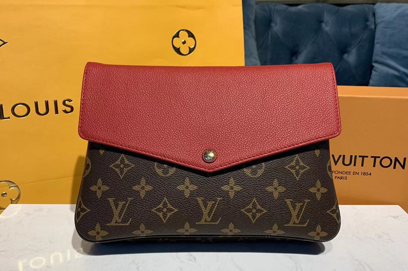 Louis Vuitton M50185 LV Twinset Bags Monogram Canvas and Red Calf Leather