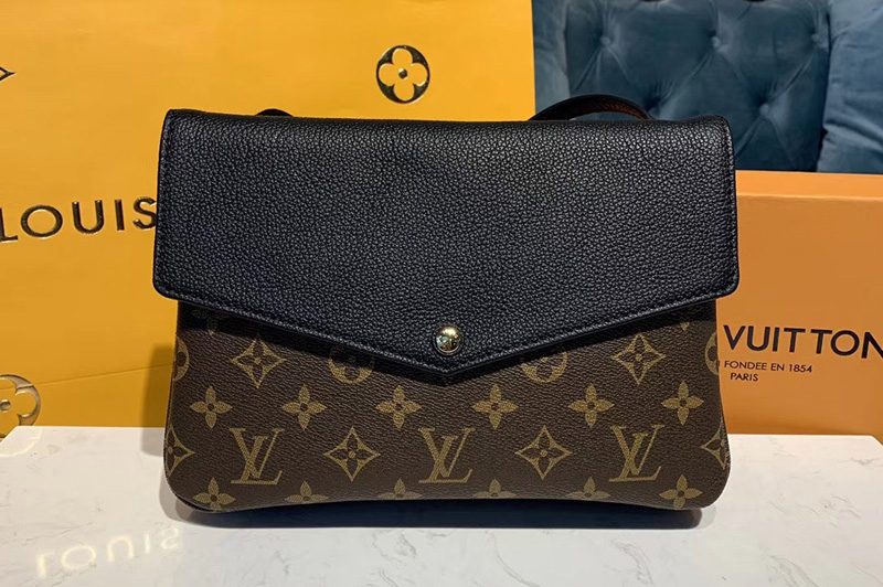 Louis Vuitton M50185 LV Twinset Bags Monogram Canvas and Black Calf Leather