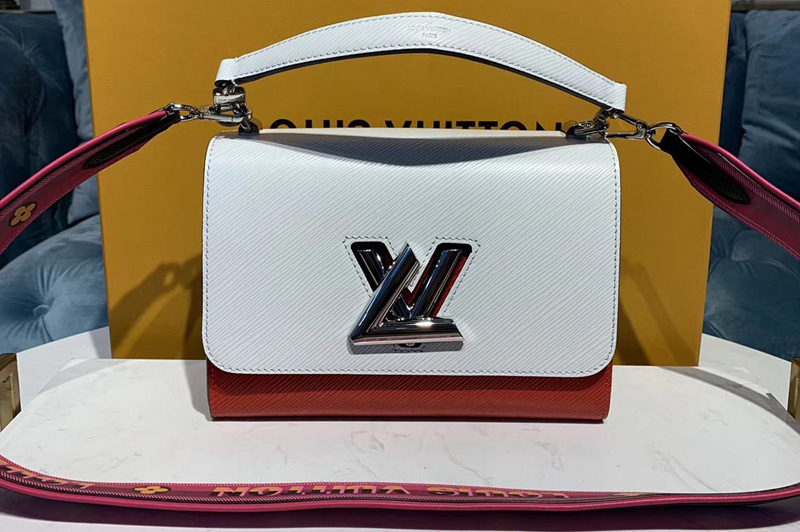 Louis Vuitton M50282 LV Twist MM handbags White and Red Epi Leather