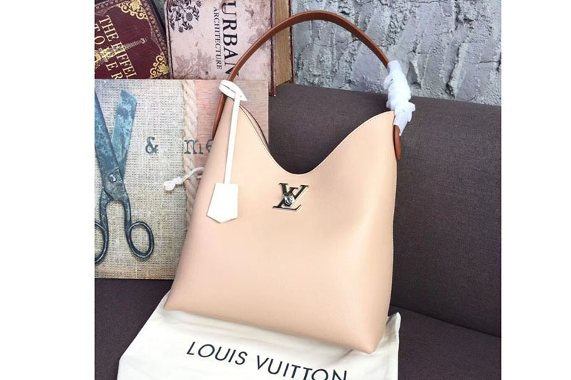Louis Vuitton M44330 LV Lockme Hobo Bags Soft calfskin Leather Beige