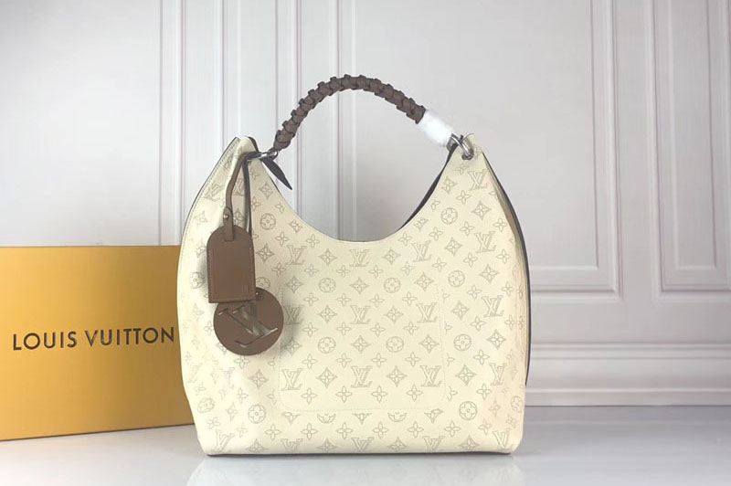 Louis Vuitton M52950 LV Carmel hobo bag Mahina Leather White