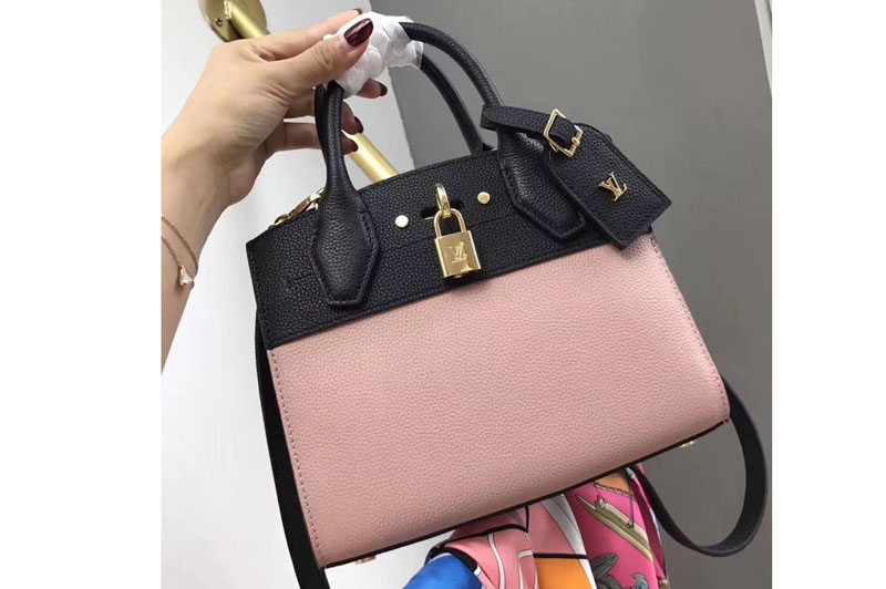 Louis Vuitton M53804 LV City Steamer Mini Bags Black/Pink Taurillon leather