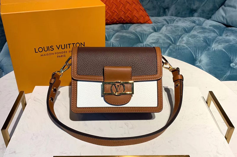 Louis Vuitton M53806 LV Mini Dauphine Bags Taurillon Leather Snow White/Blackberry Purple