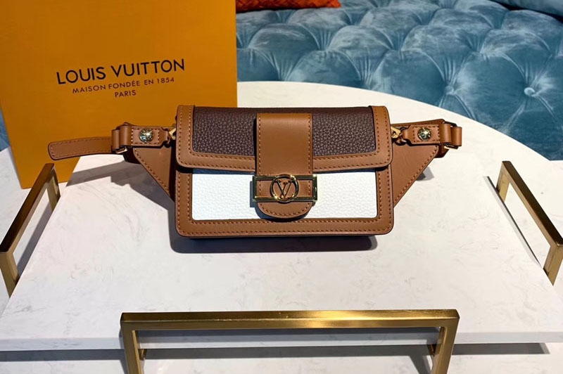 Louis Vuitton M58881 LV bumbag Dauphine Bags Blackberry Red / Snow White Taurillon Leather
