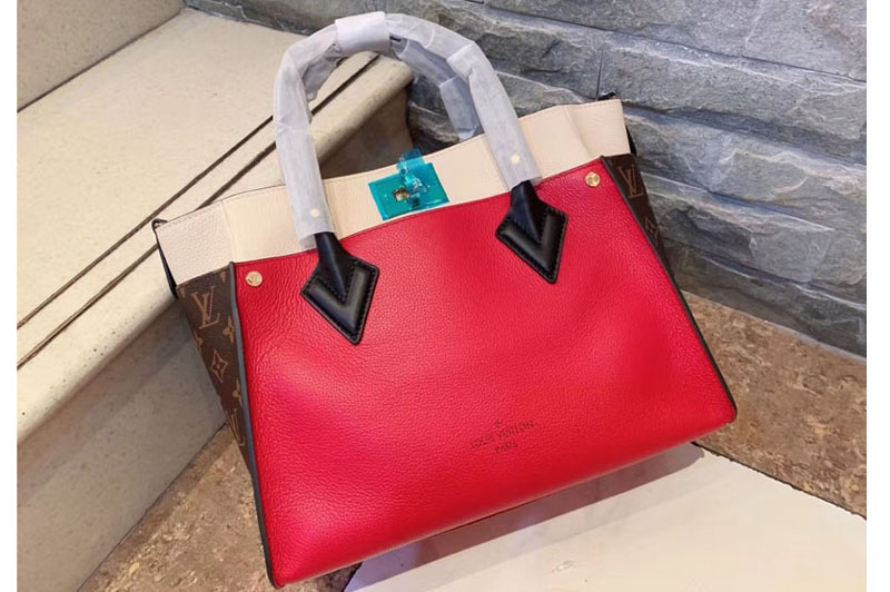 Louis Vuitton M53824 LV On My Side Twist calfskin and Monogram Canvas on Red Nappa Softy leather