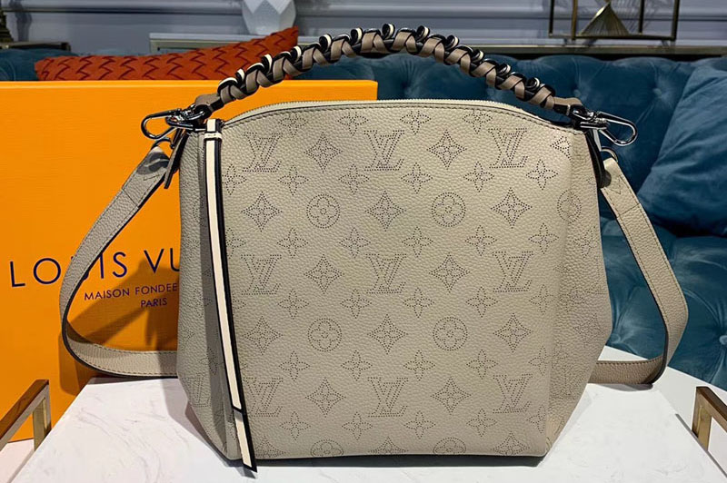 Louis Vuitton M53901 LV Babylone Chain BB Bags Galet Gray Mahina Leather