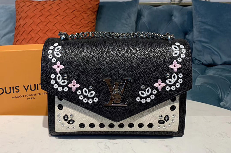 Louis Vuitton M53954 LV MyLockMe BB handbags Pink/White/Black Soft calfskin Leather