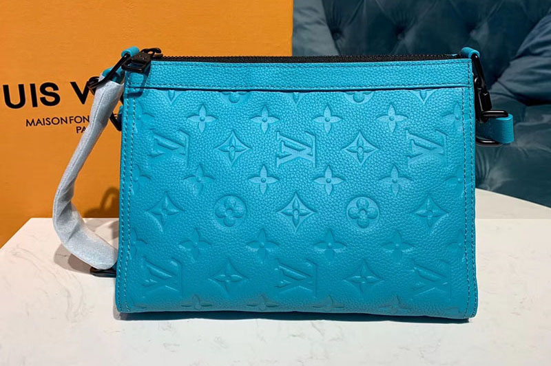 Louis Vuitton M54330 Triangle Shaped Shoulder Bags Blue Monogram Empreinte Leather