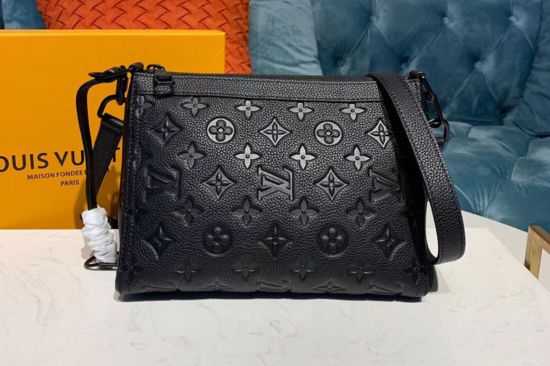 Louis Vuitton M54330 Triangle Shaped Shoulder Bags Black Monogram Empreinte Leather