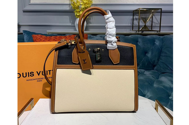 Louis Vuitton M55062 LV Classic City Steamer Bags Black/White Taurillon leather