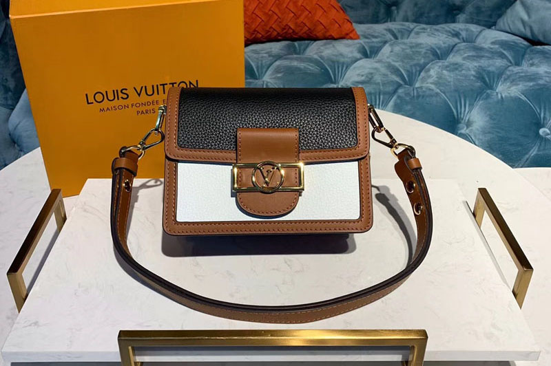 Louis Vuitton M55073 LV Mini Dauphine Bags Black/White Taurillon Leather