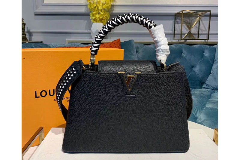Louis Vuitton M55083 LV Capucines PM Bags Black Taurillon Leather