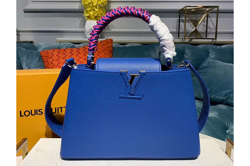 Louis Vuitton M55083 LV Capucines PM Bags Blue Taurillon Leather