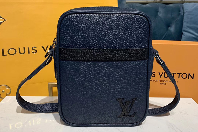 Louis Vuitton M55168 LV Danube Slim PM city bag Navy Blue Taurillon leather