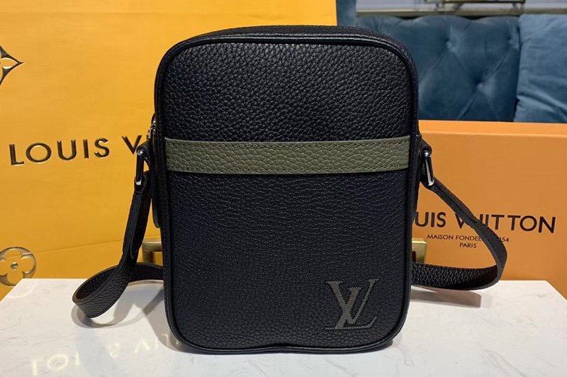 Louis Vuitton M55164 LV Danube Slim PM city bag Black Taurillon leather