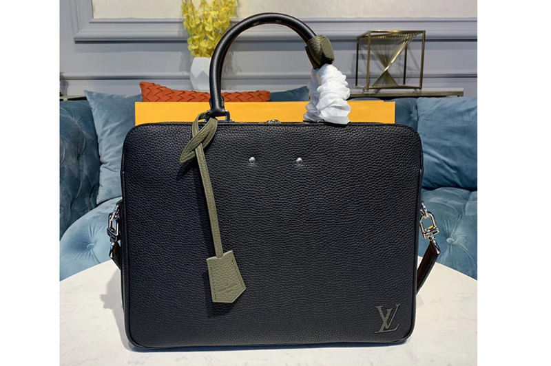 Louis Vuitton M55227 LV Armand Briefcase MM Bags Black Taurillon leather