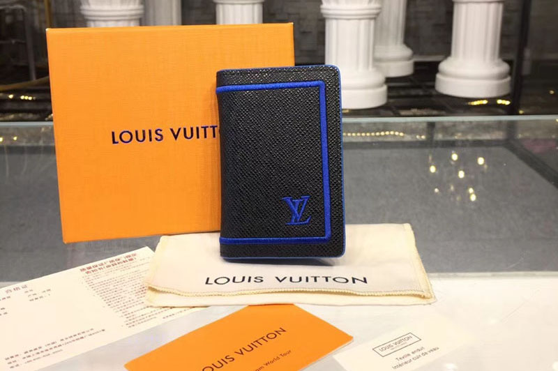 Louis Vuitton M63329 Taiga Leather Pocket Organizer Black