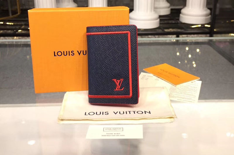 Louis Vuitton M63408 Taiga Leather Pocket Organizer Bleu marine